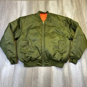 Vice Bomber Jacket Mens Large Green Military Streetwear Utility Casual Men